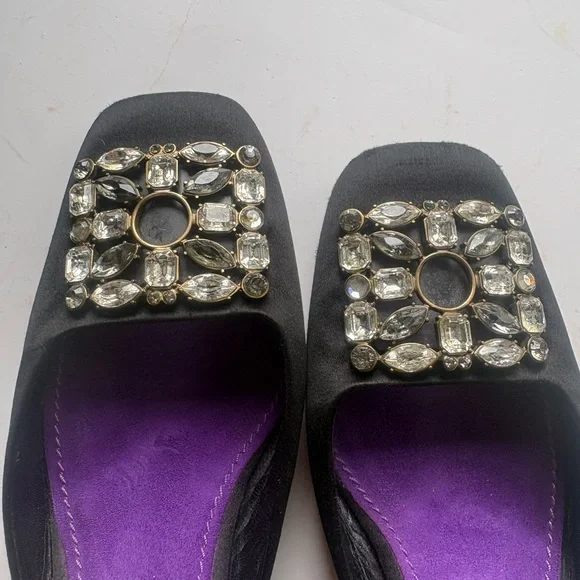 Louis Vuitton Black and Purple Mules with Crystal Embellishments - Picture 2 of 6